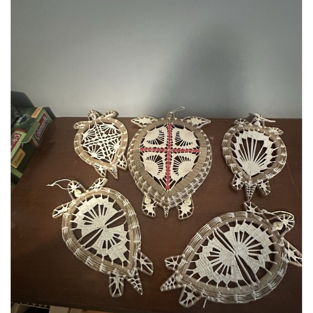 Woven Turtle Décor Set of 5 Wall Decor Different Patterns 1 Large 4 Smaller